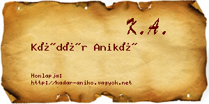 Kádár Anikó névjegykártya