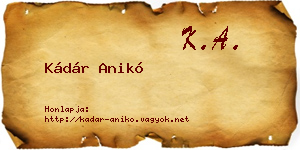 Kádár Anikó névjegykártya